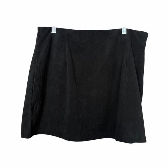 Halara 2-in-1 A Line Mini Skirt Skort XL Black Corduroy Casual Fall Academia NWT - Picture 3 of 8